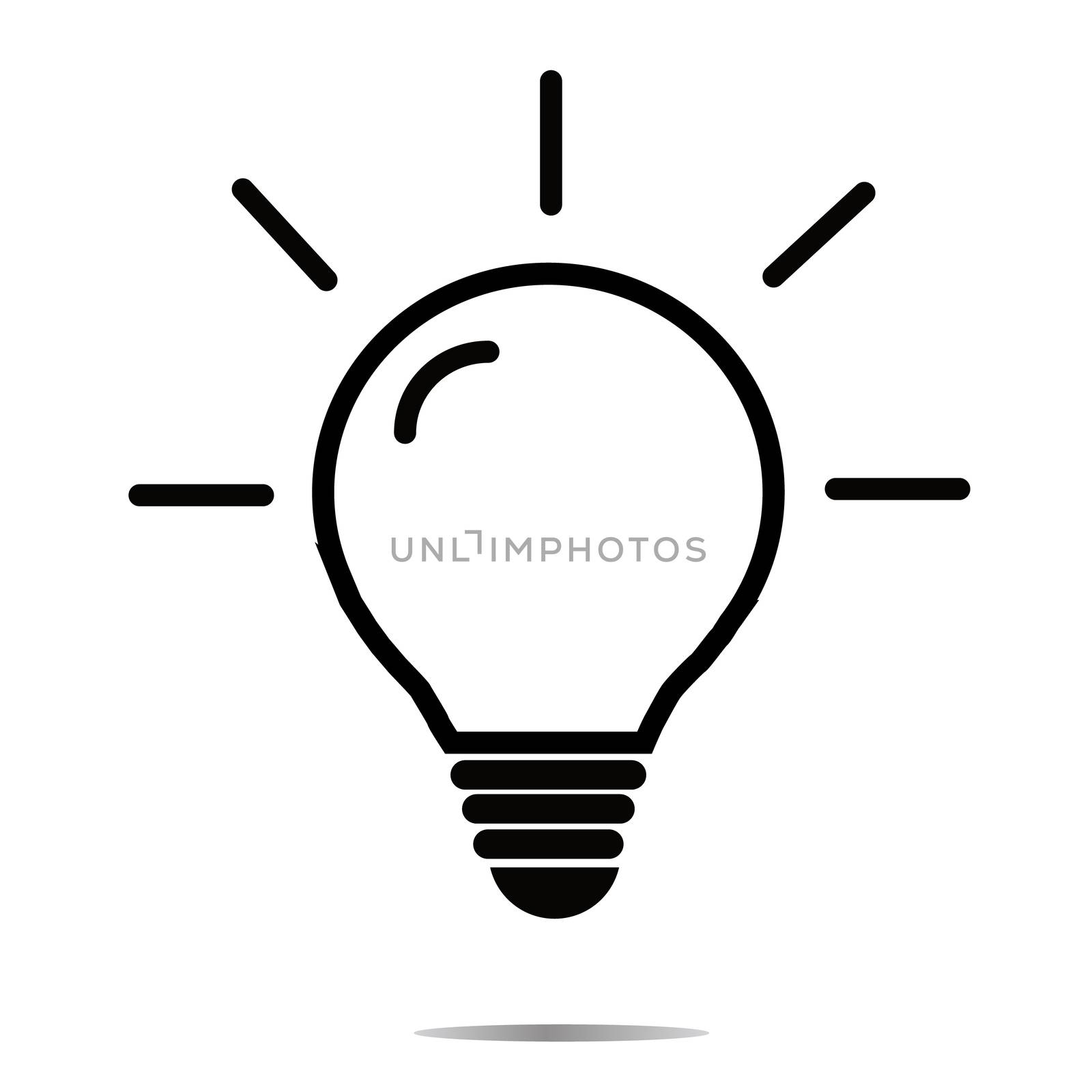 Creative idea in bulb shape as inspiration concept. light Icon on white background. idea symbol. flat style. light icon for your web site design, logo, app, UI.