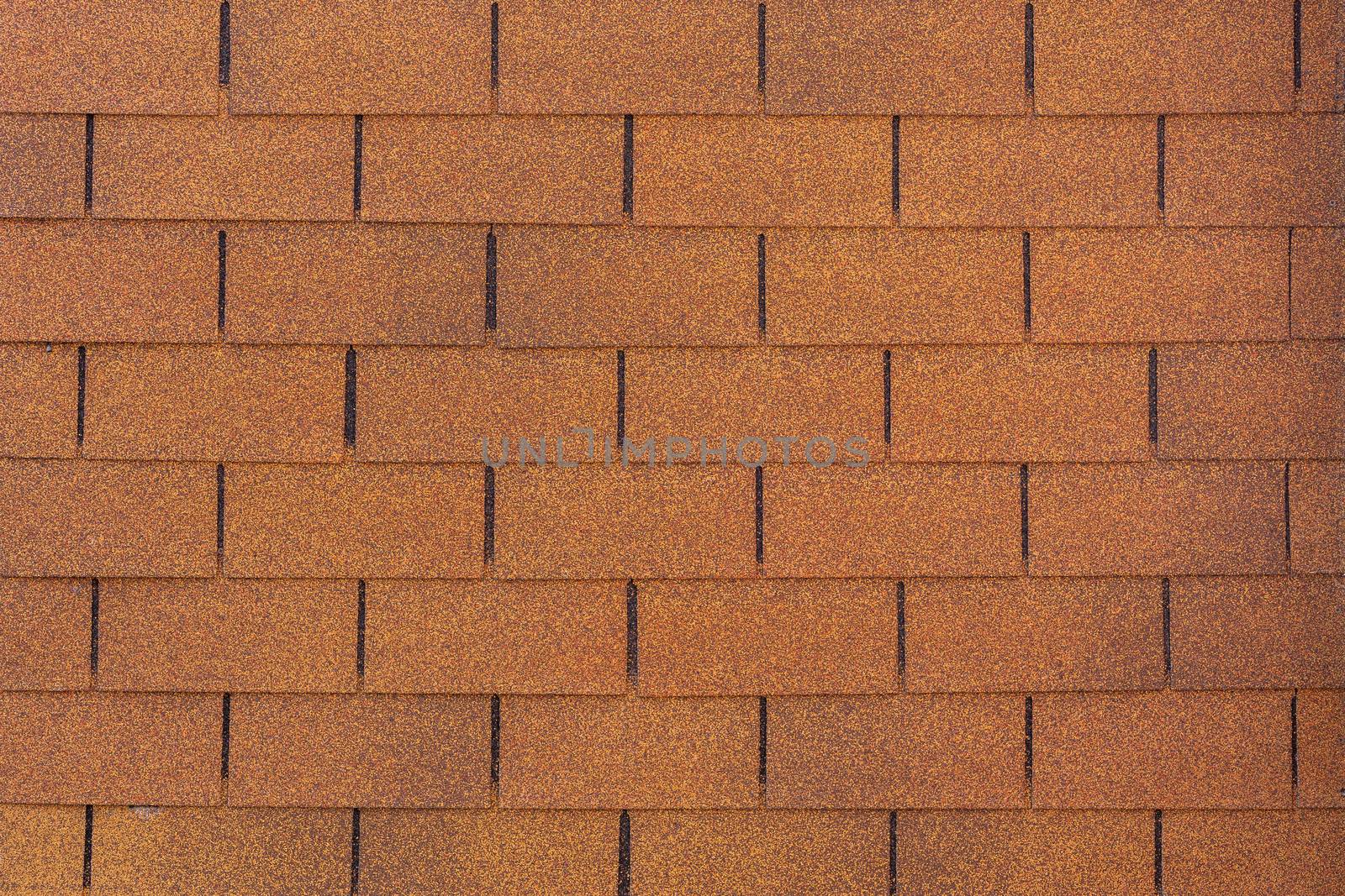 brown flexible roof tile flat background and texture, rectangular form.