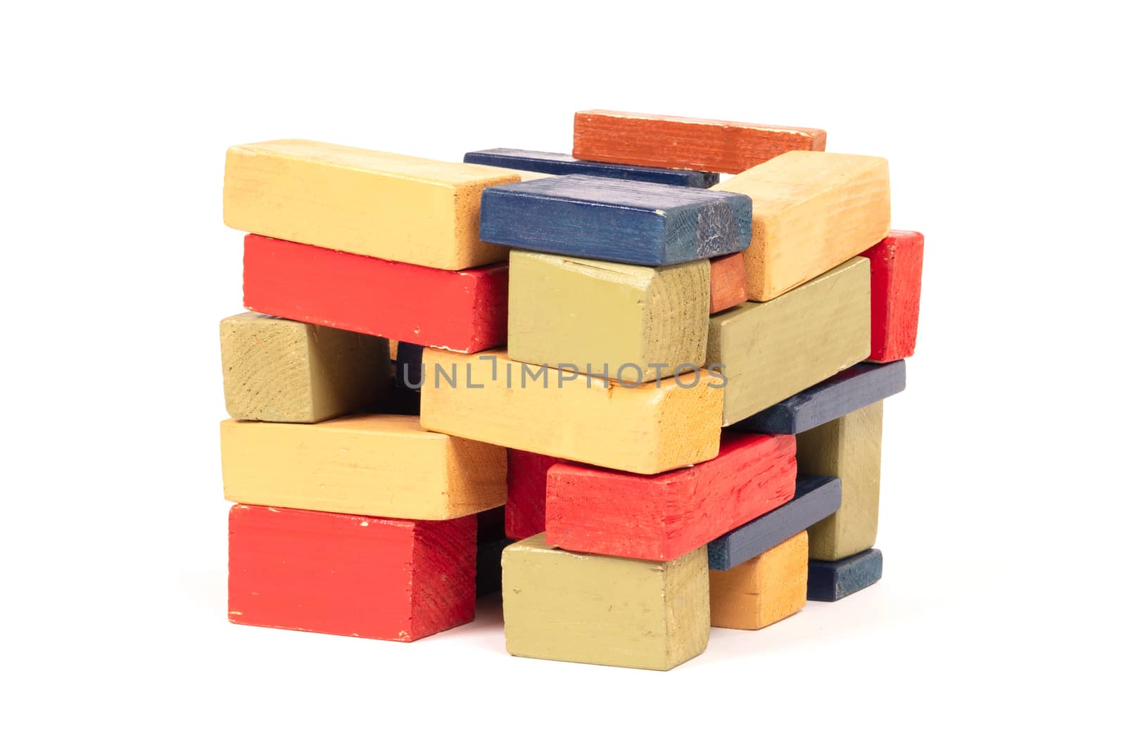 Vintage wooden blocks isolated on a white background