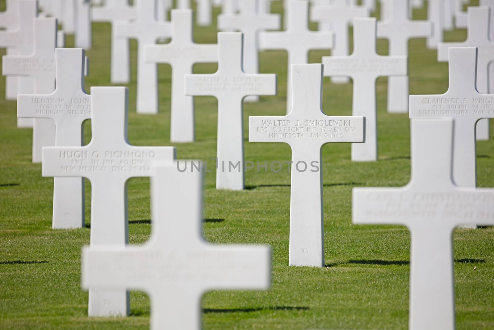 Luxembourg, Luxembourg on July 21, 2020; Graves in the American mlitary cemetary in Luxembourg