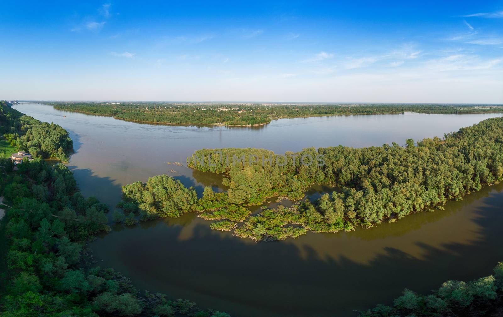 Aerial view of big siberian Ob river by rusak
