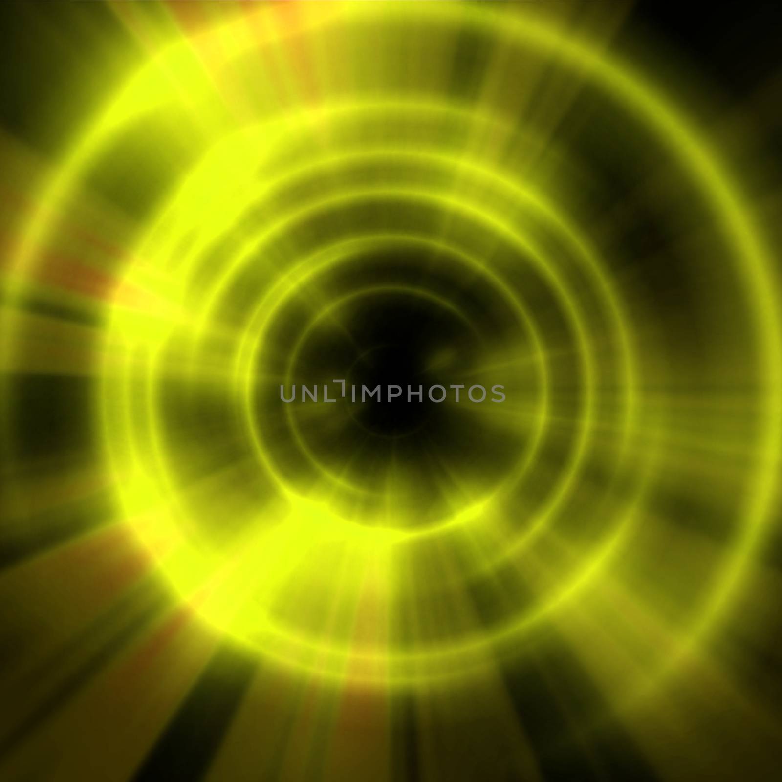 Round concrete tunnel with light ray ring, abstract illustration