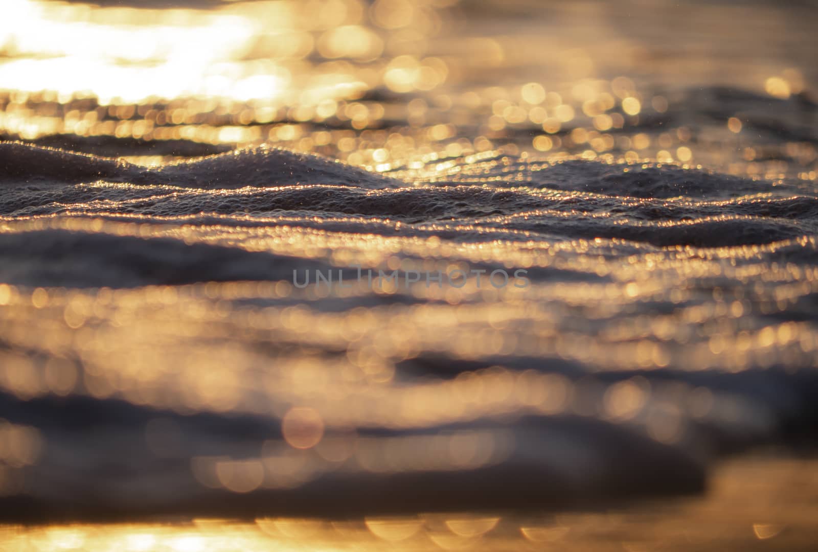 sunrise over sea wave close up macro