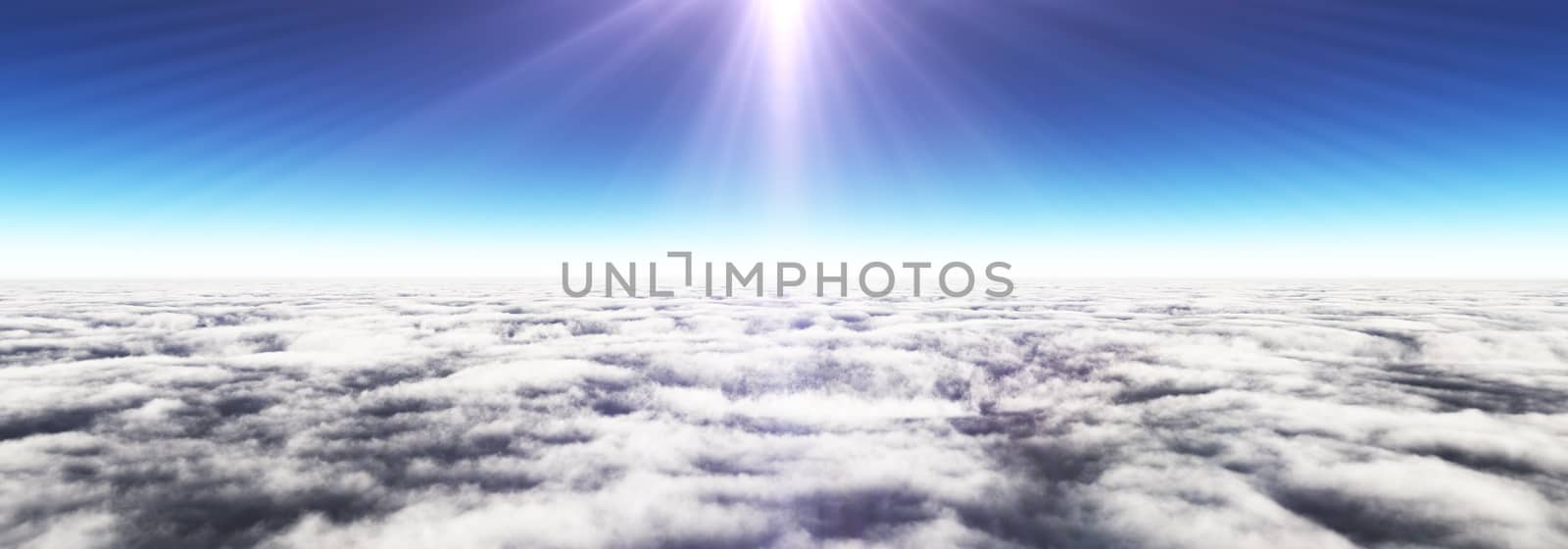 Above clouds sun ray, 3d rendering by alex_nako