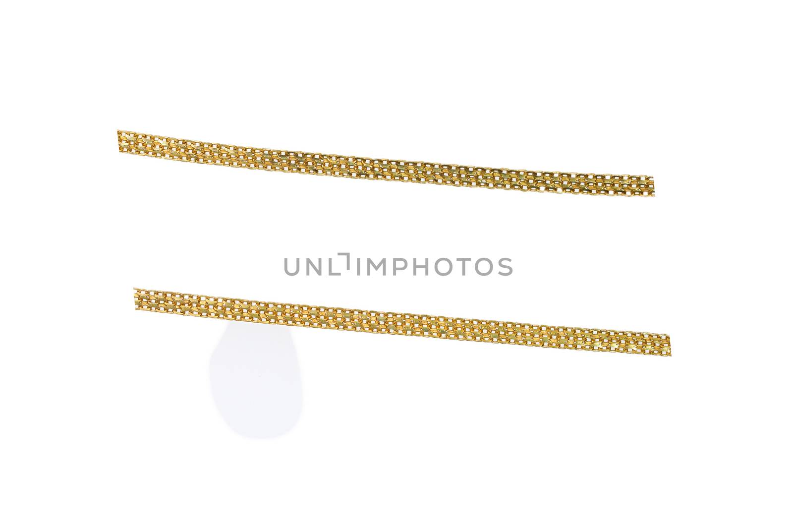 Attractive design of gold chain on isolated white background