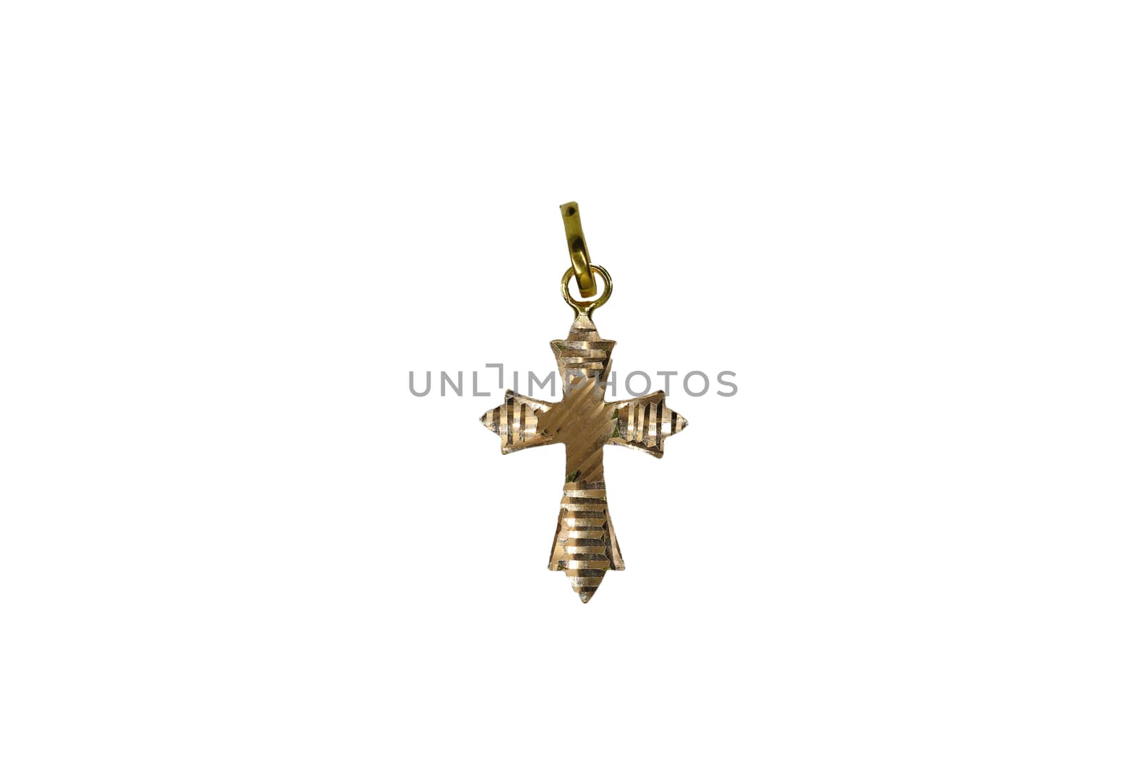 Solid Jesus Christ Cross Locket Stainless gold Pendant for Men and Women on white background