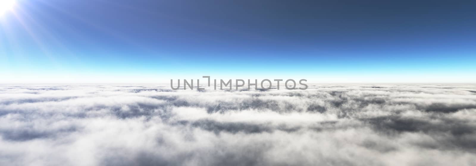 Above clouds sun ray, 3d rendering by alex_nako