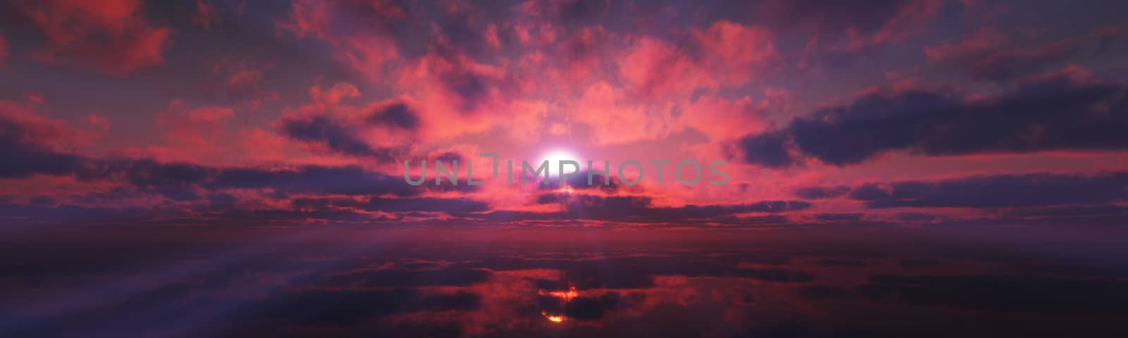 sunset calmly sea sun ray 3d rendering by alex_nako