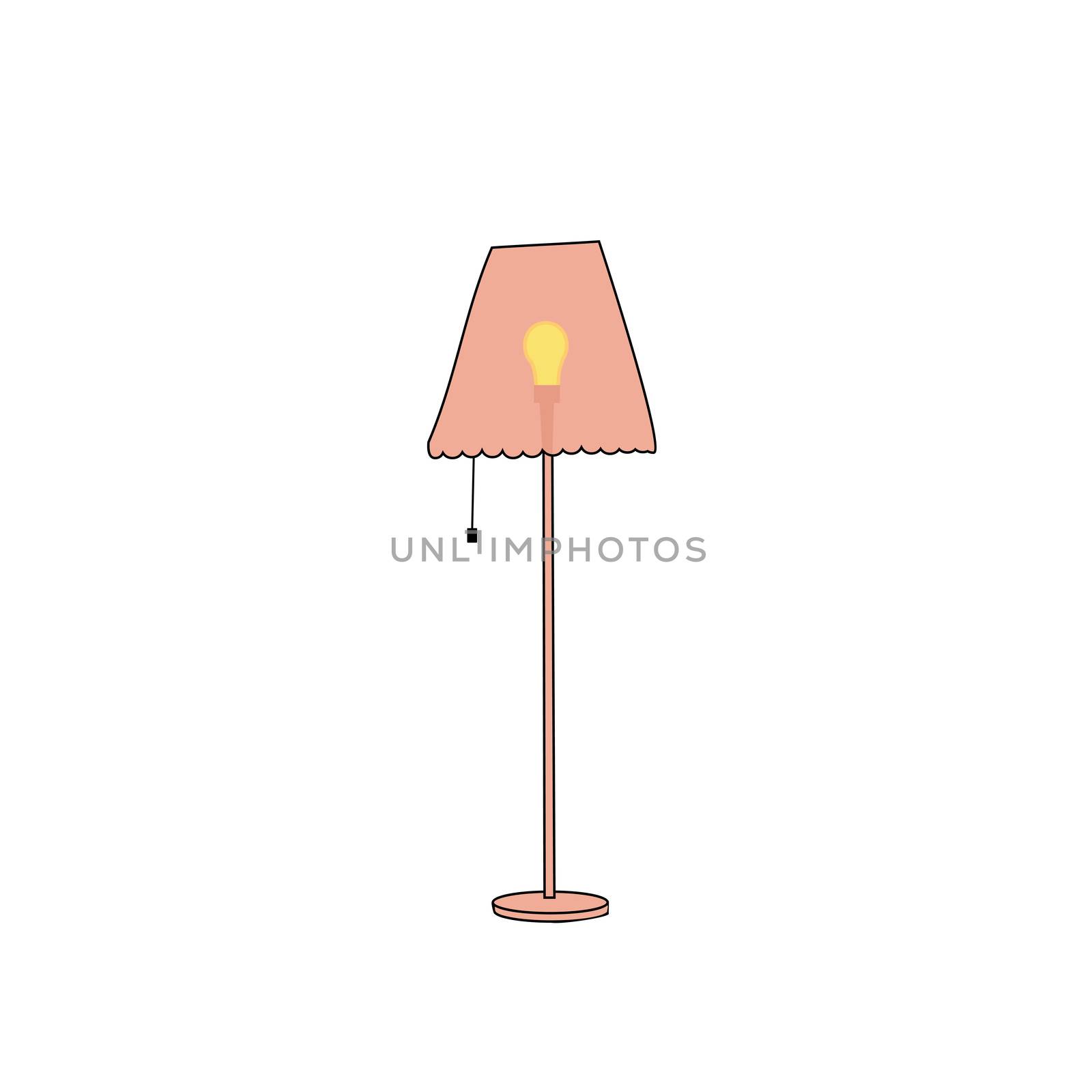 Yellow floor lamp on a white background.