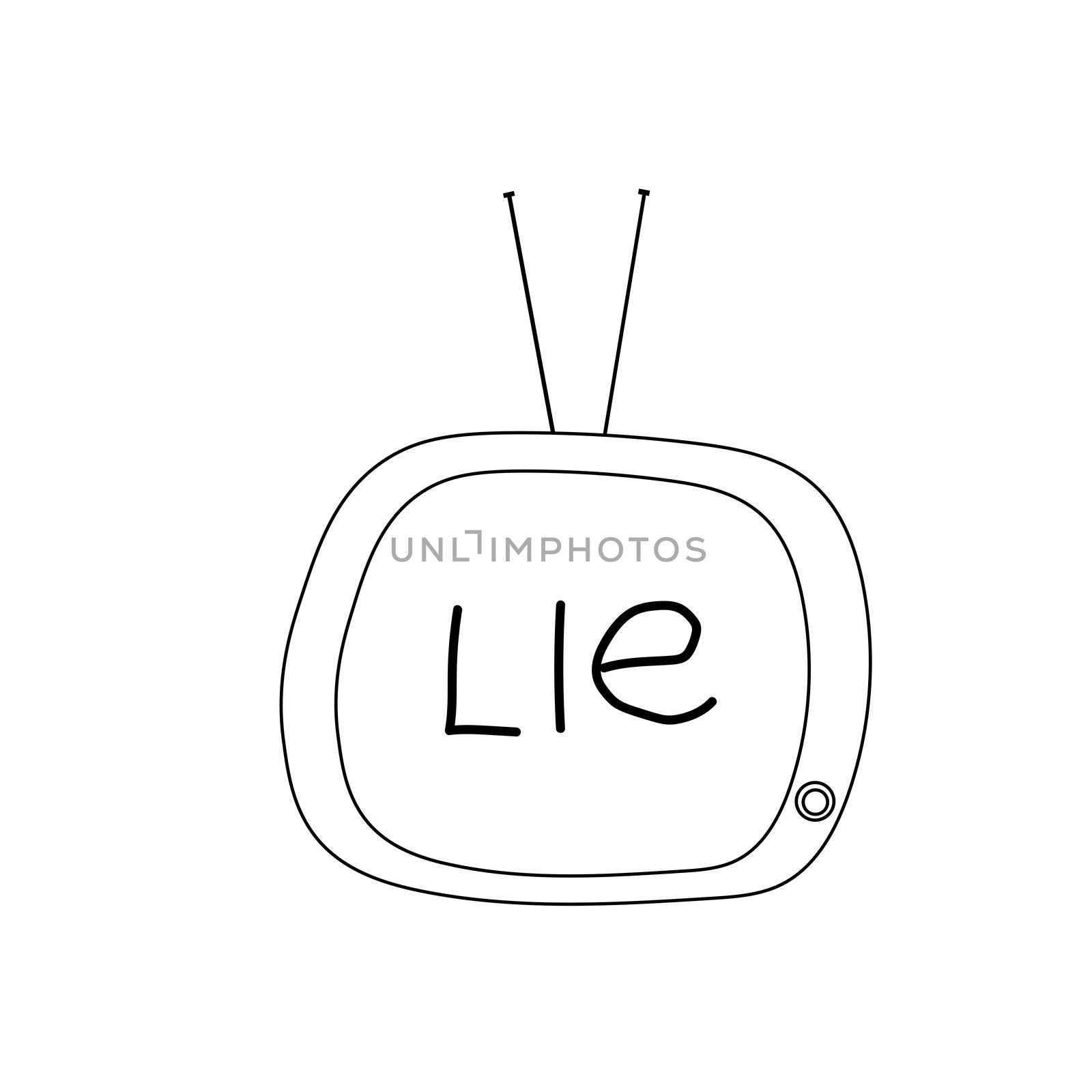 doodle style tv with the word lie on screen
