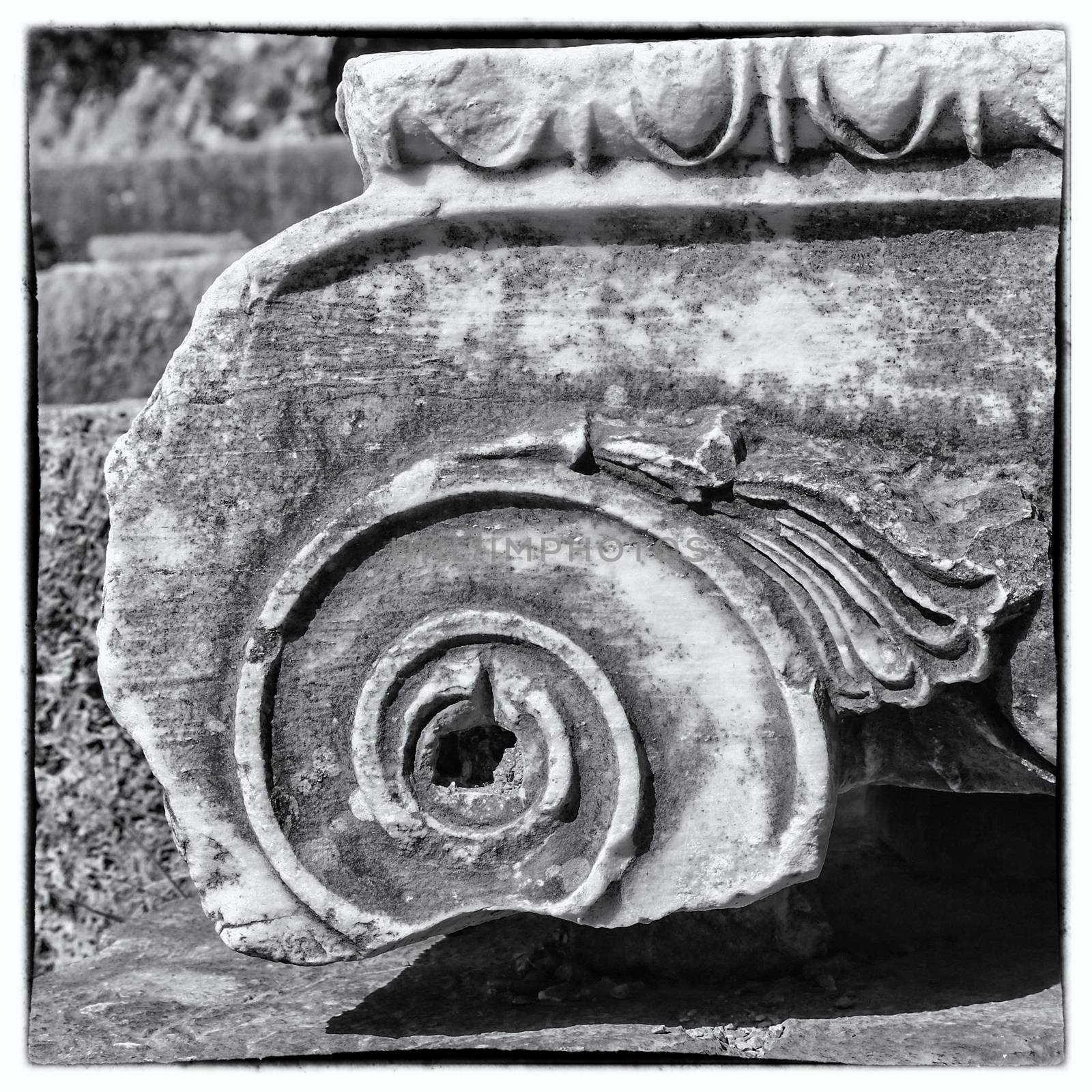 The ruins in Delphi, an archaeological site in Greece at the Mount Parnassus. Delphi is famous by the oracle at the sanctuary dedicated to Apollo. UNESCO World heritage