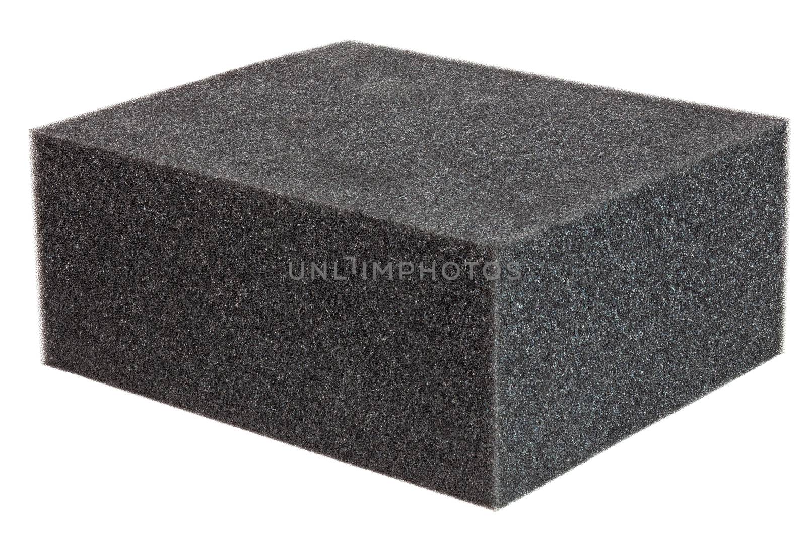a brick of flat black foam rubber sponge texture and close-up background