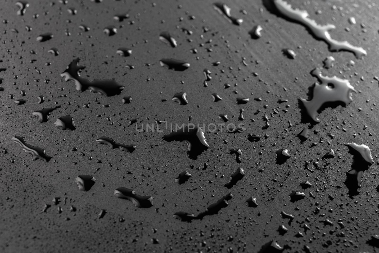 abstract background of wet black hydrophobic surface - close-up with selective focus by z1b