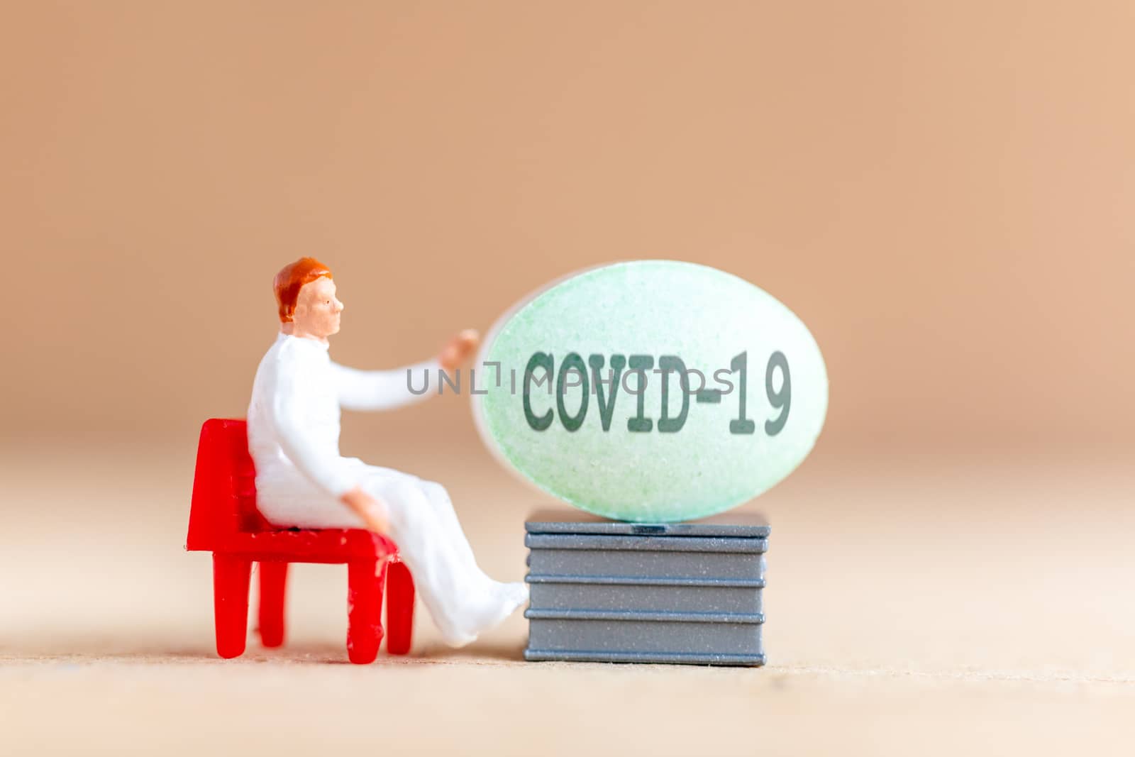 Miniature people , Doctor research and Development Coronavirus Vaccine , Medicine to stop outbreak Coronavirus COVID-19.