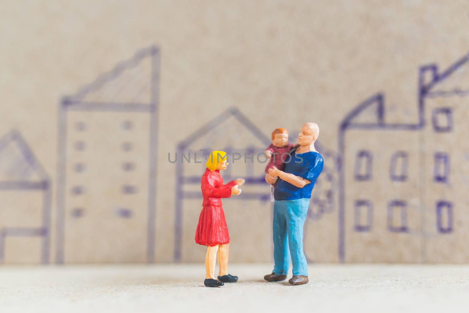 Miniature people stay at home doing self-quarantine to avoid coronavirus, , stay home concept