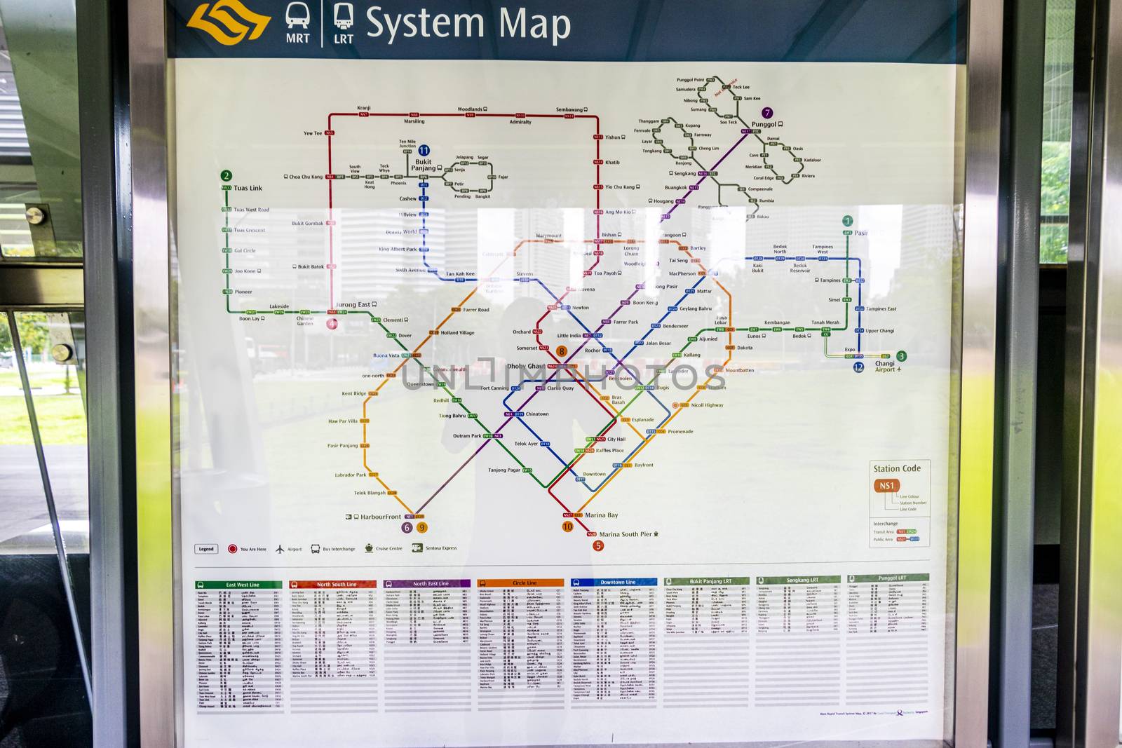 MRT and LRT System Map for metro and subway stops in Singapore.