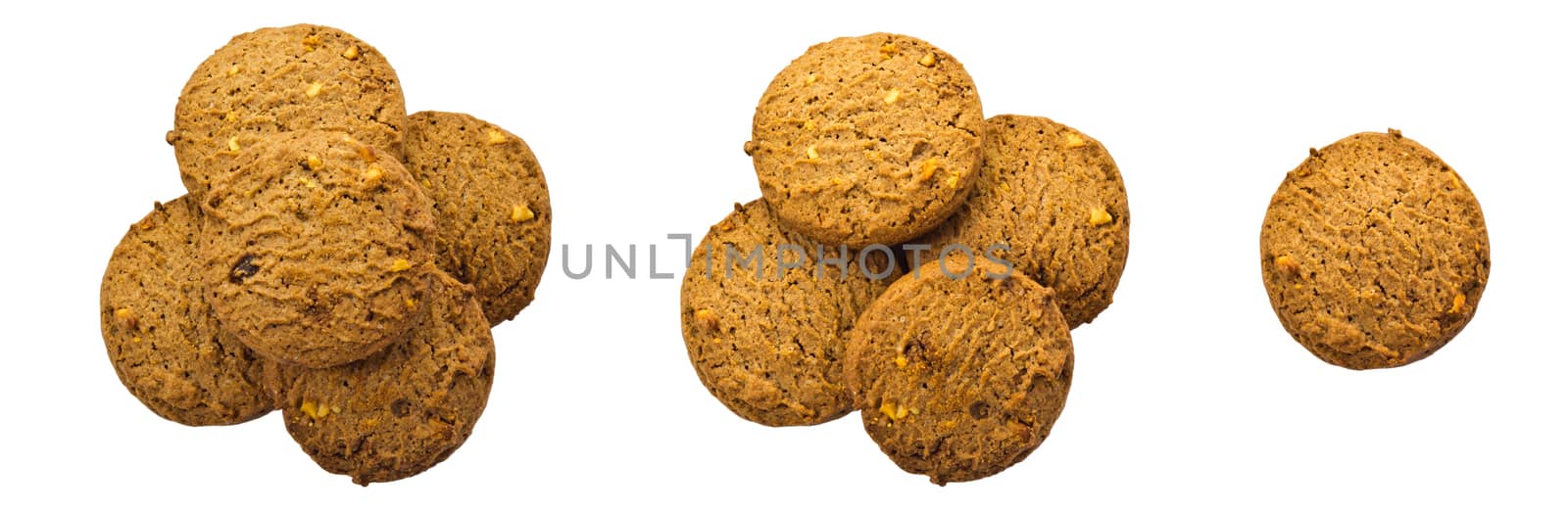 Chocolate cookies isolated on white background and clipping path