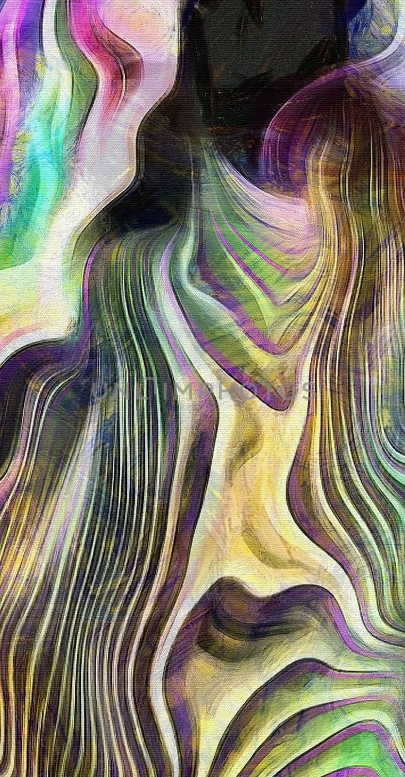Abstract of colors and lines. Paint flow. 3D rendering