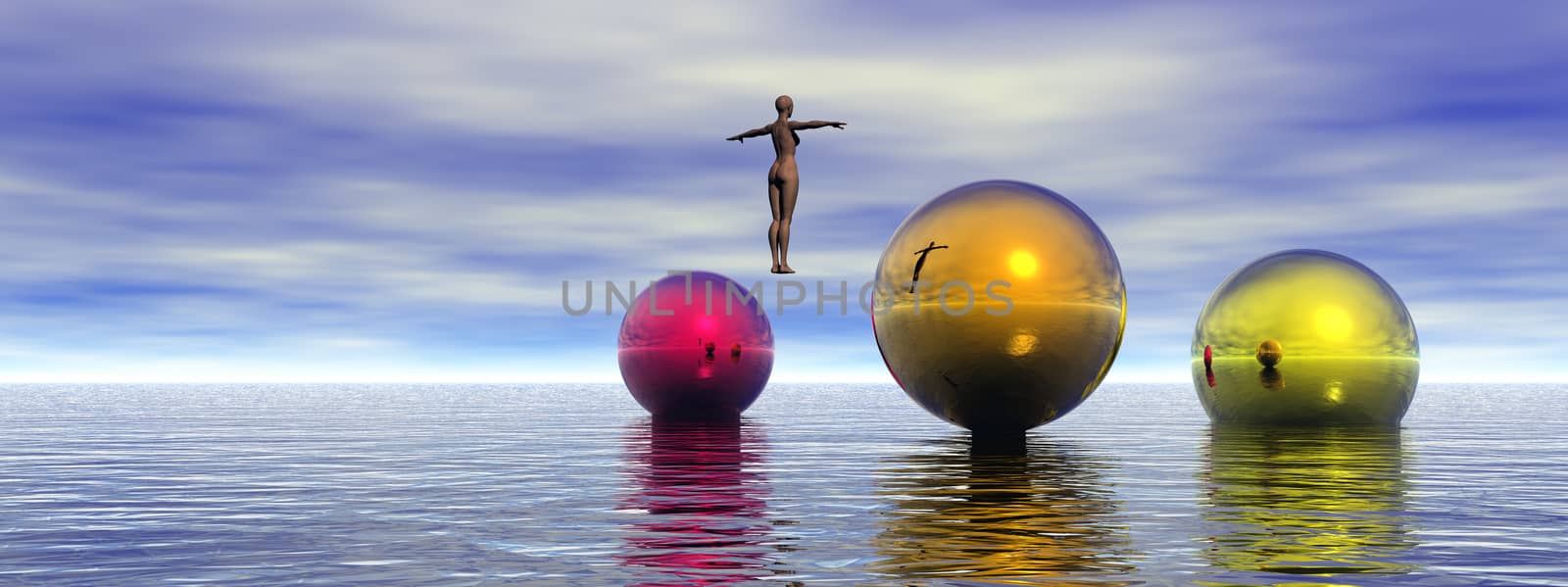 Dancer and colorful spheres by applesstock