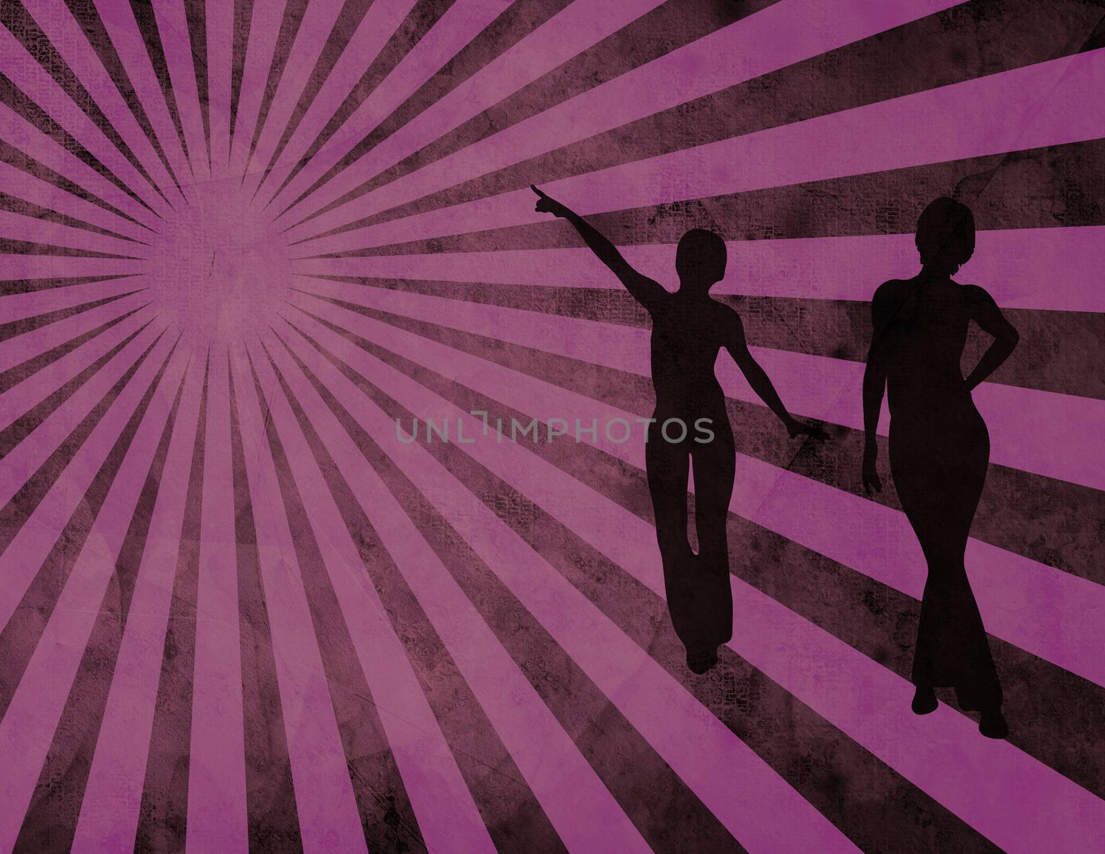 Pop art background. Women silhouettes