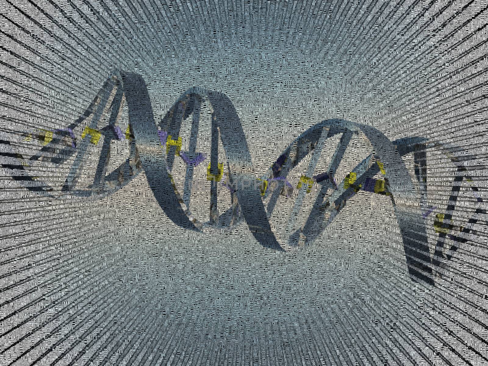 DNA chain. Image composed entirely of words
