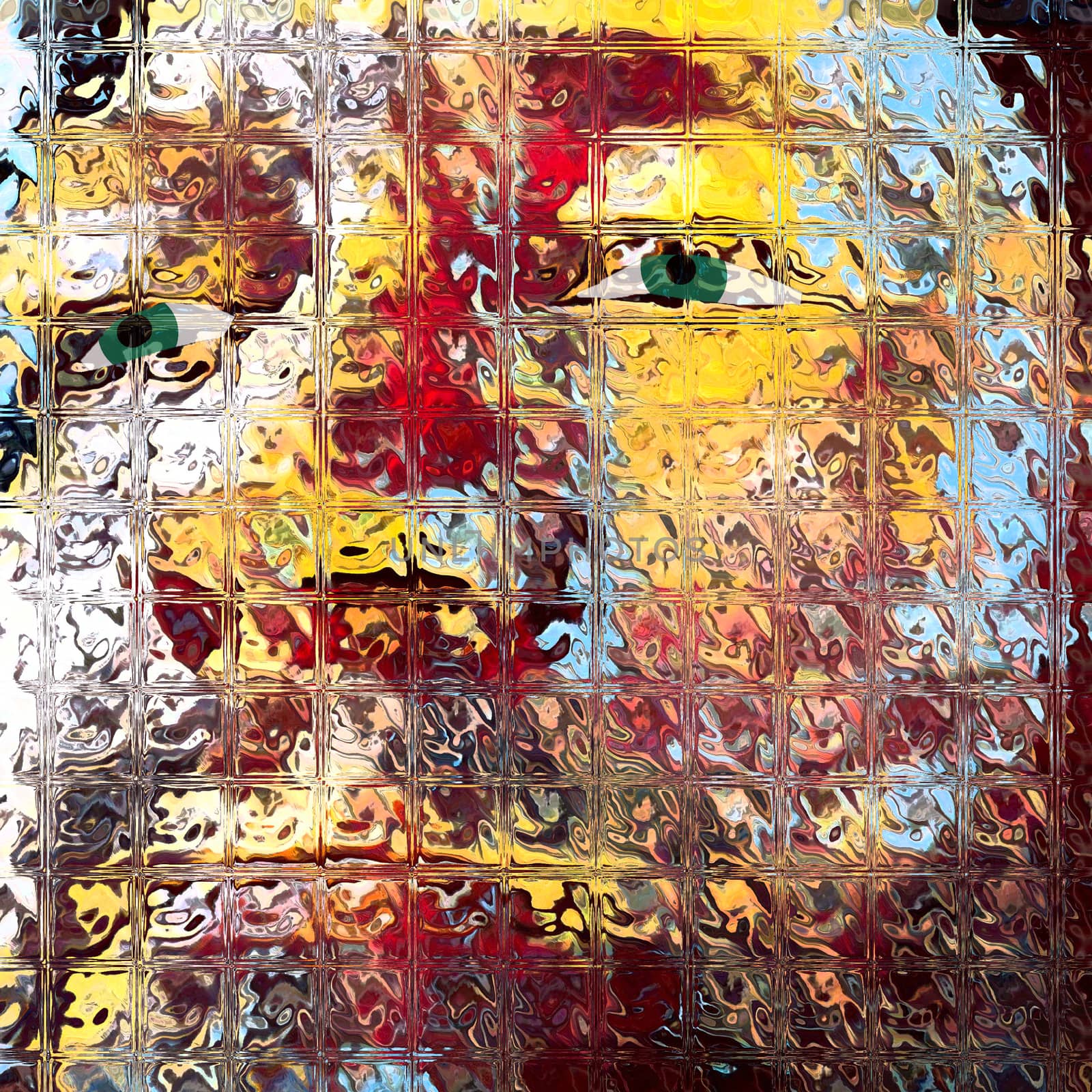 Man's face in square stained glass by applesstock