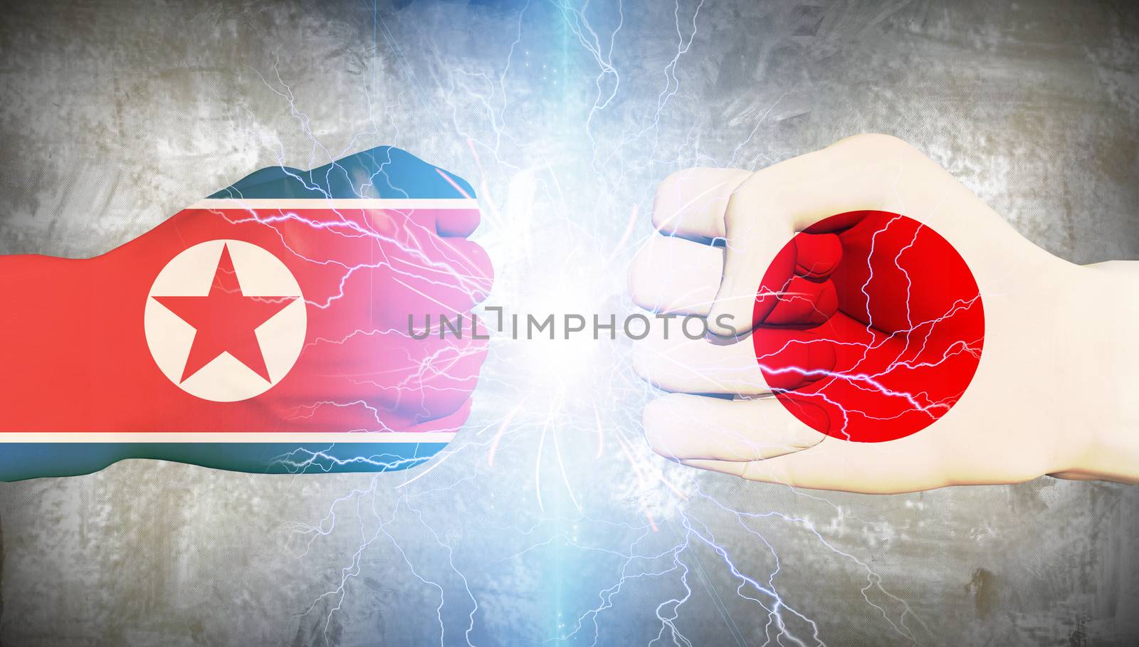 Japan vs North Korea. Men fists
