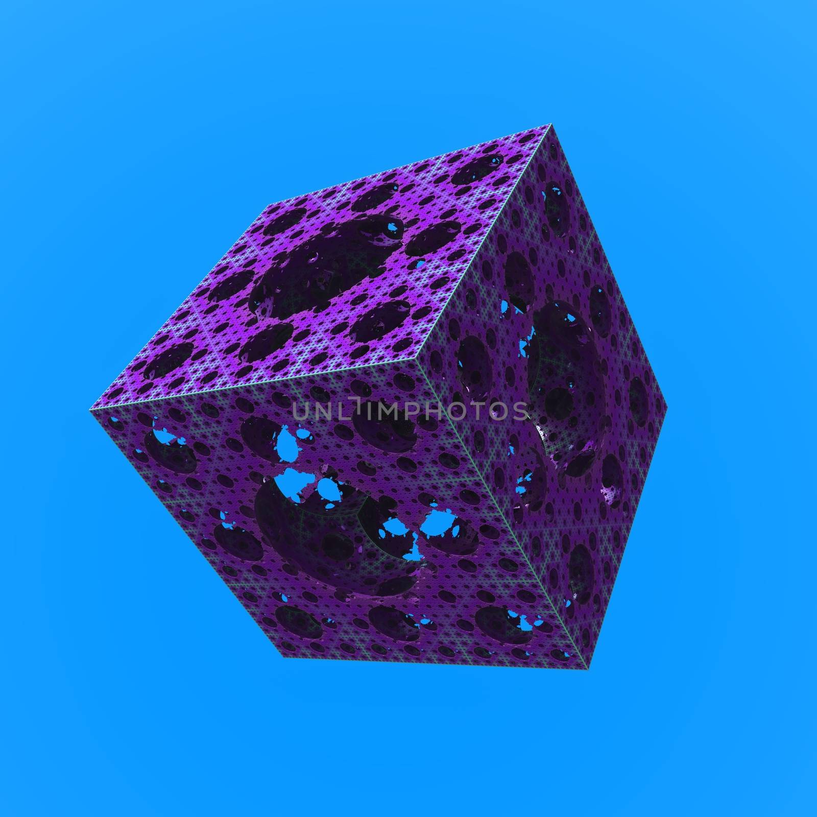 Cube with tech patterns.
