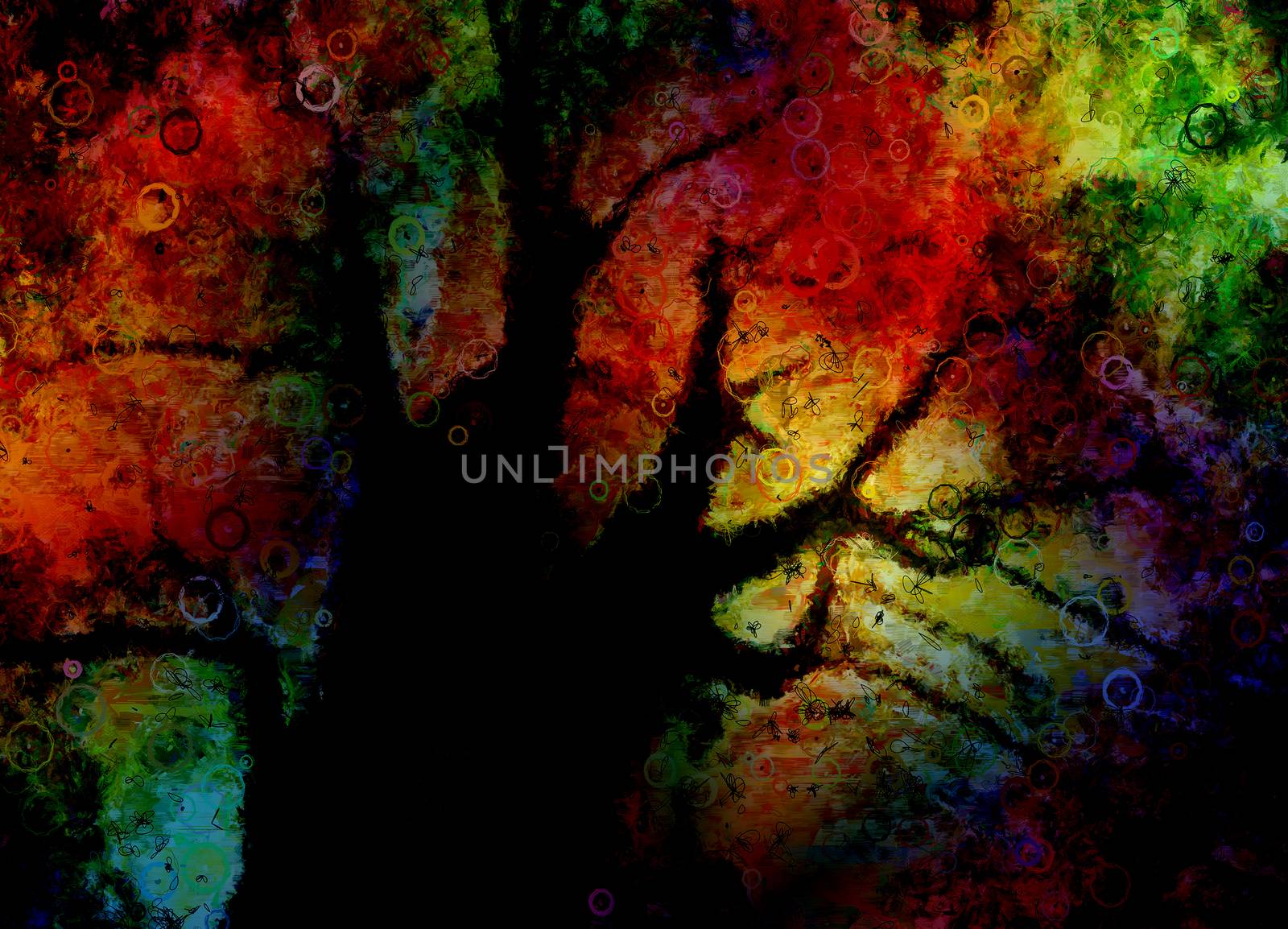 Colorful Abstract Tree. 3D rendering.
