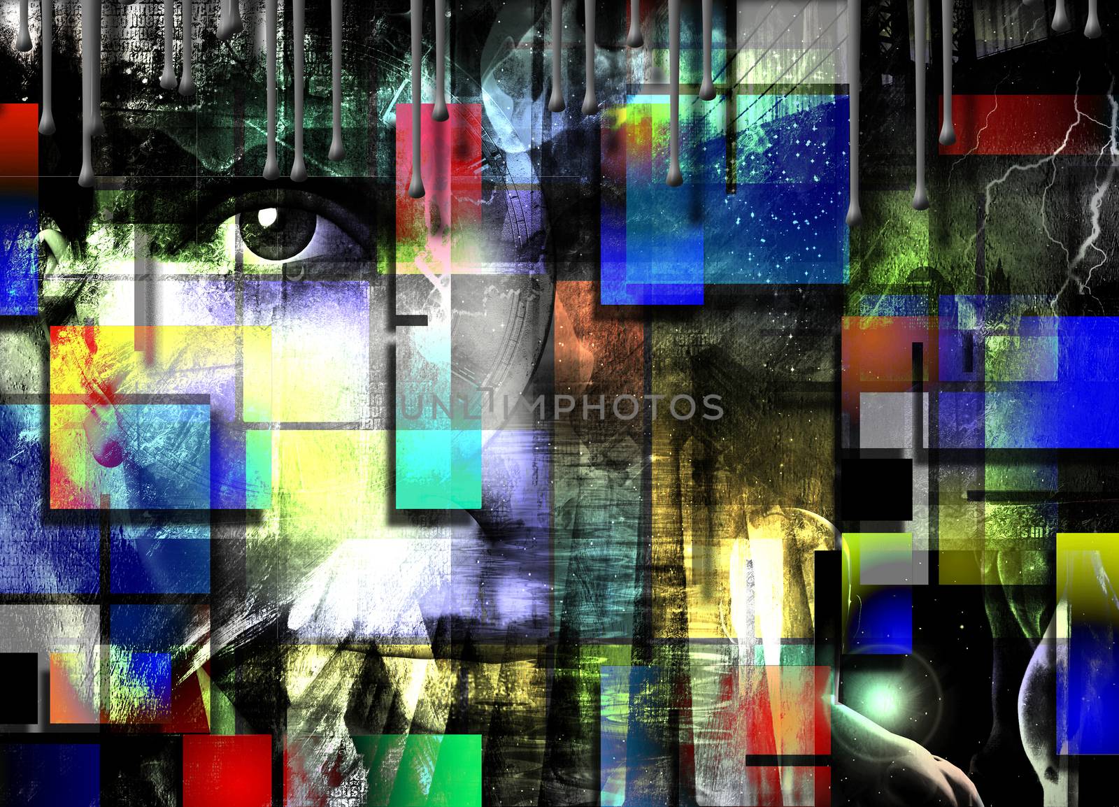 Modern geometric abstract with woman face