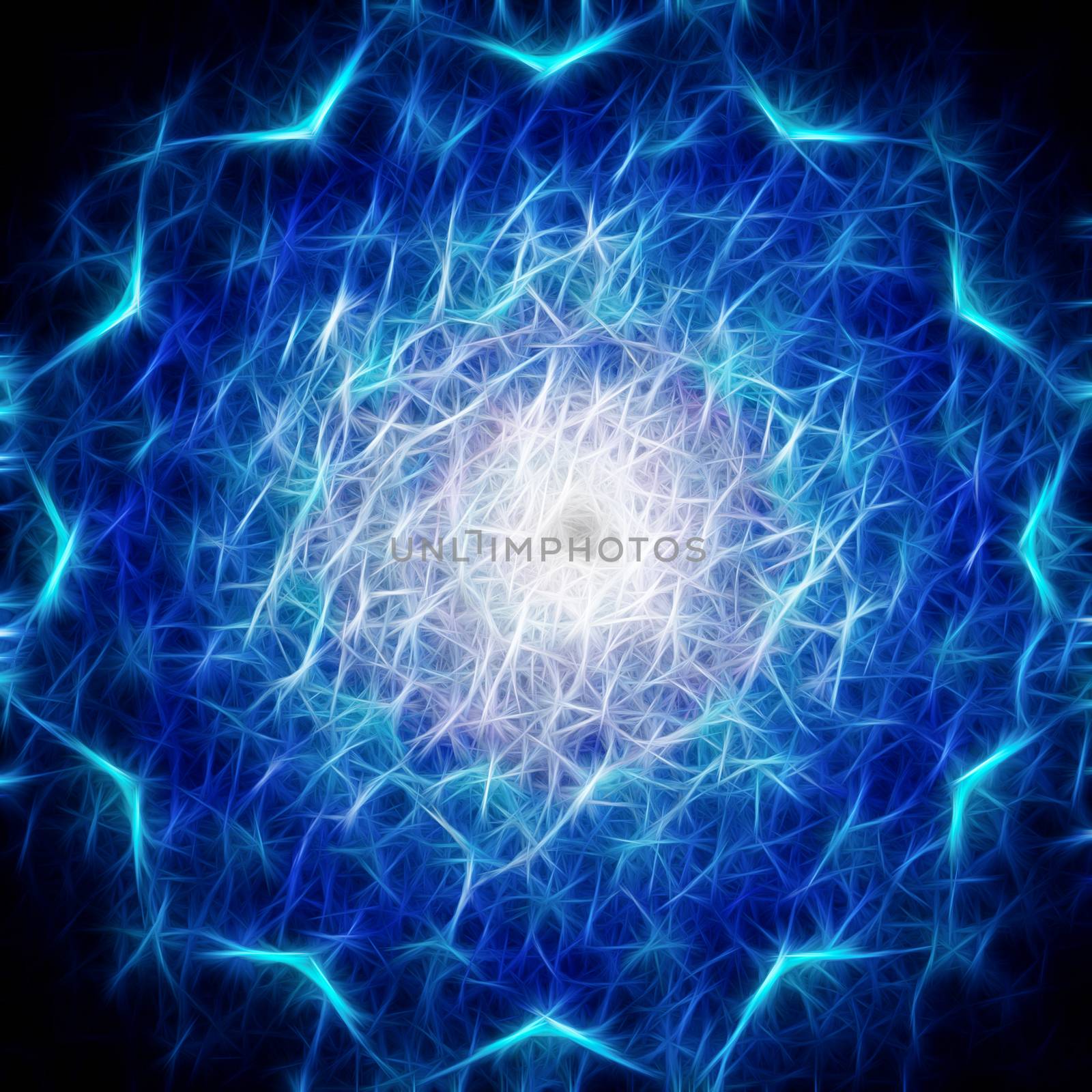 Geometric abstract in blue colors. Vortex of light