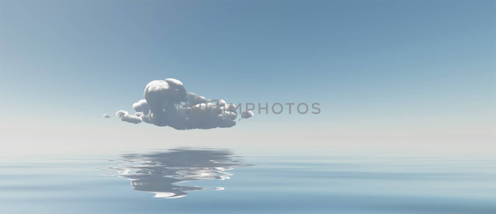 Single Cloud Floats Above Still Water