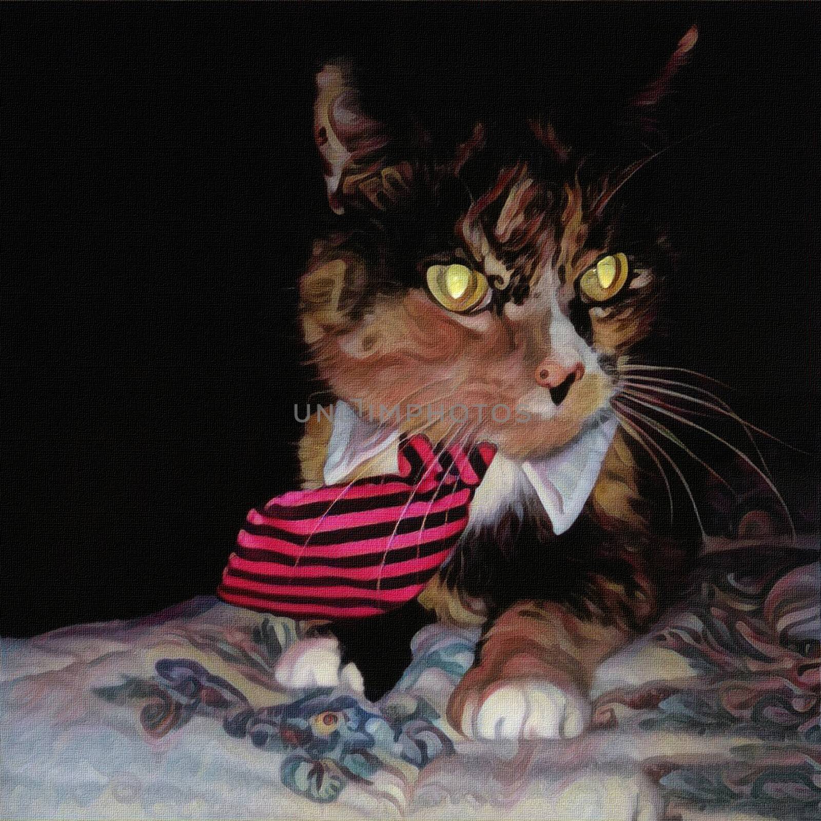 Cute cat in tie by applesstock