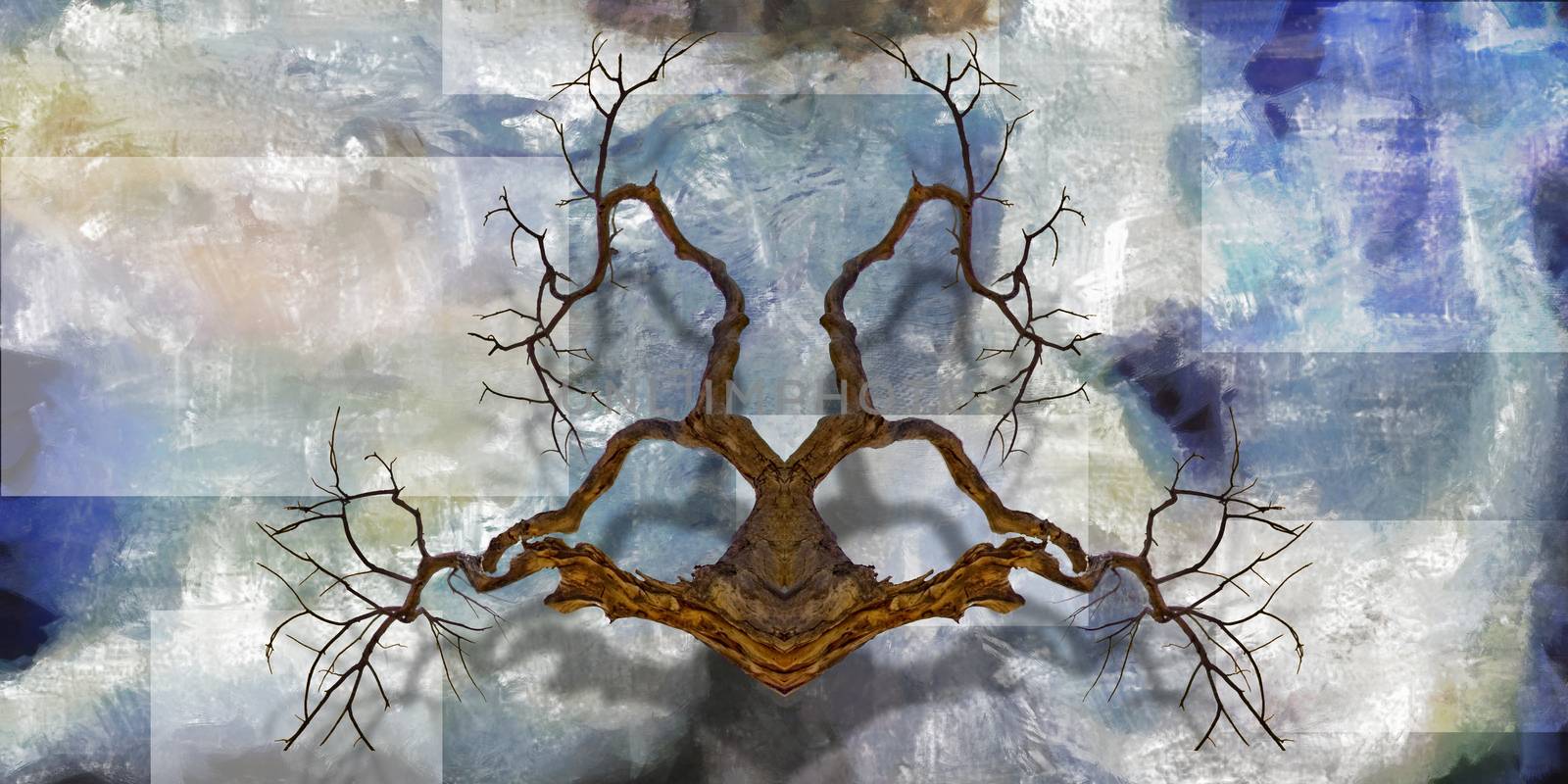 Muted Painting. Surreal tree branches