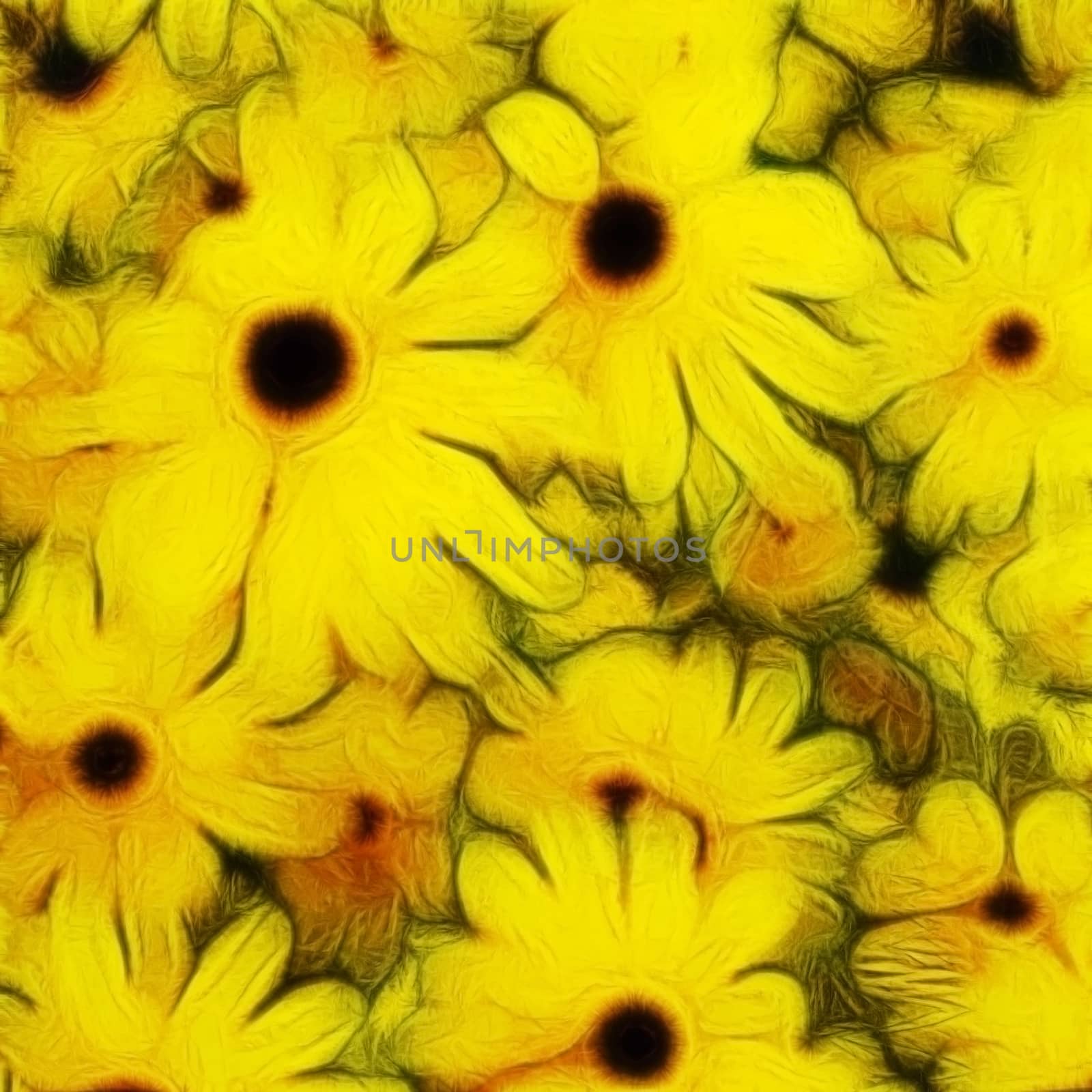 Floral Abstract. Yellow black-eyed buds