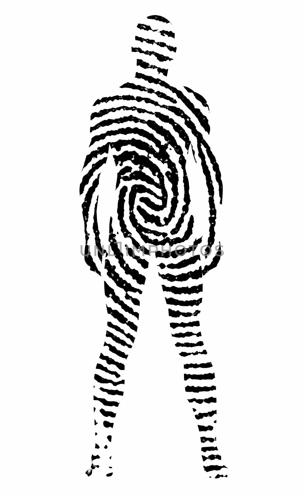 Fingerprint in shape of man's silhouette.