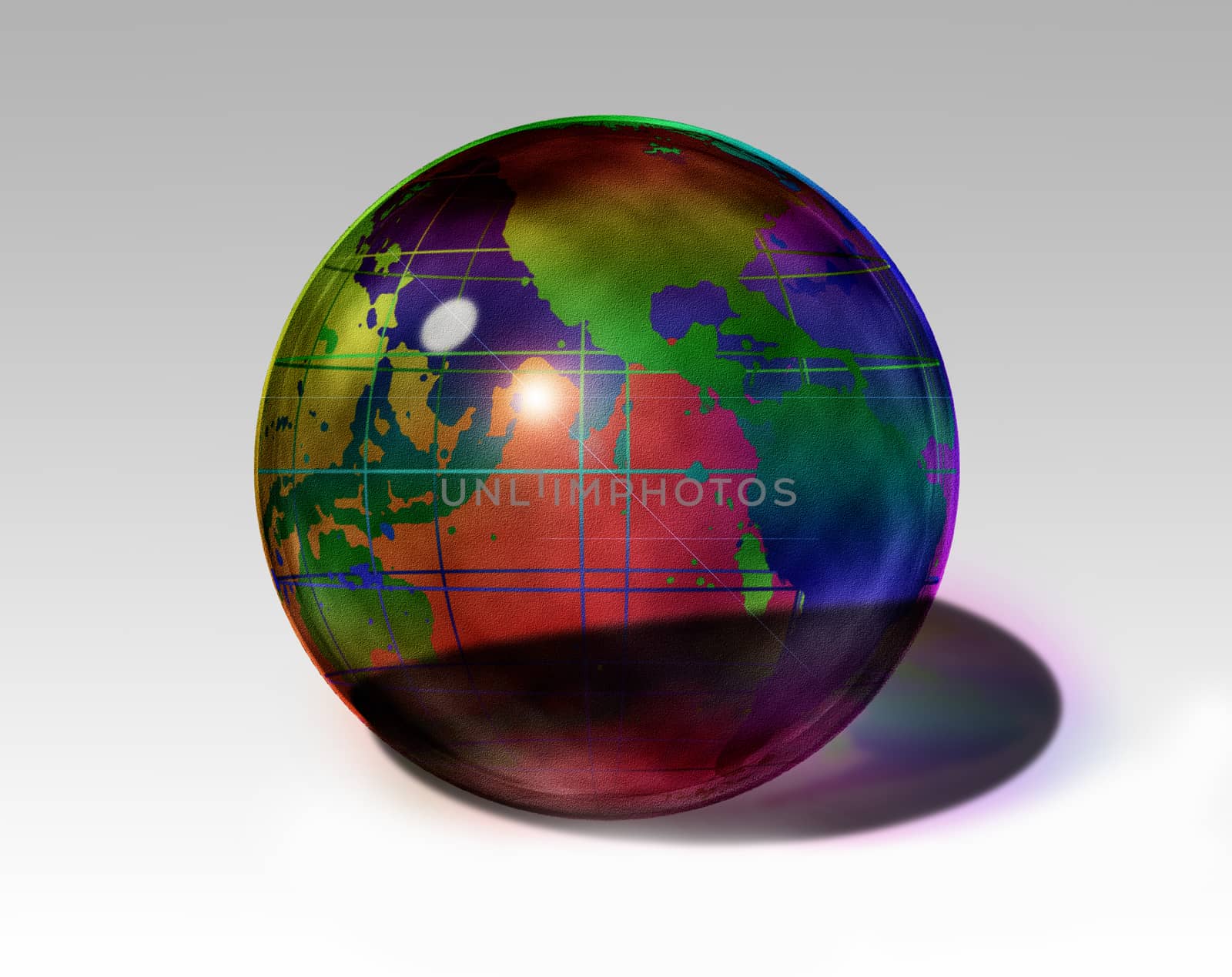 Colorful Earth Globe. 3D rendering