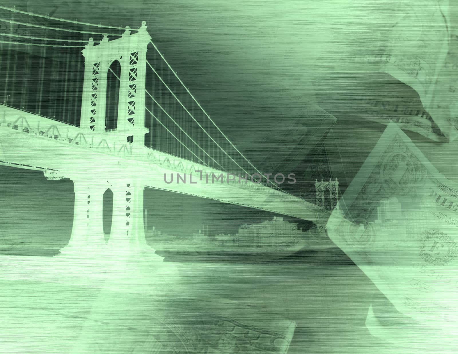 Manhattan bridge and dollars by applesstock