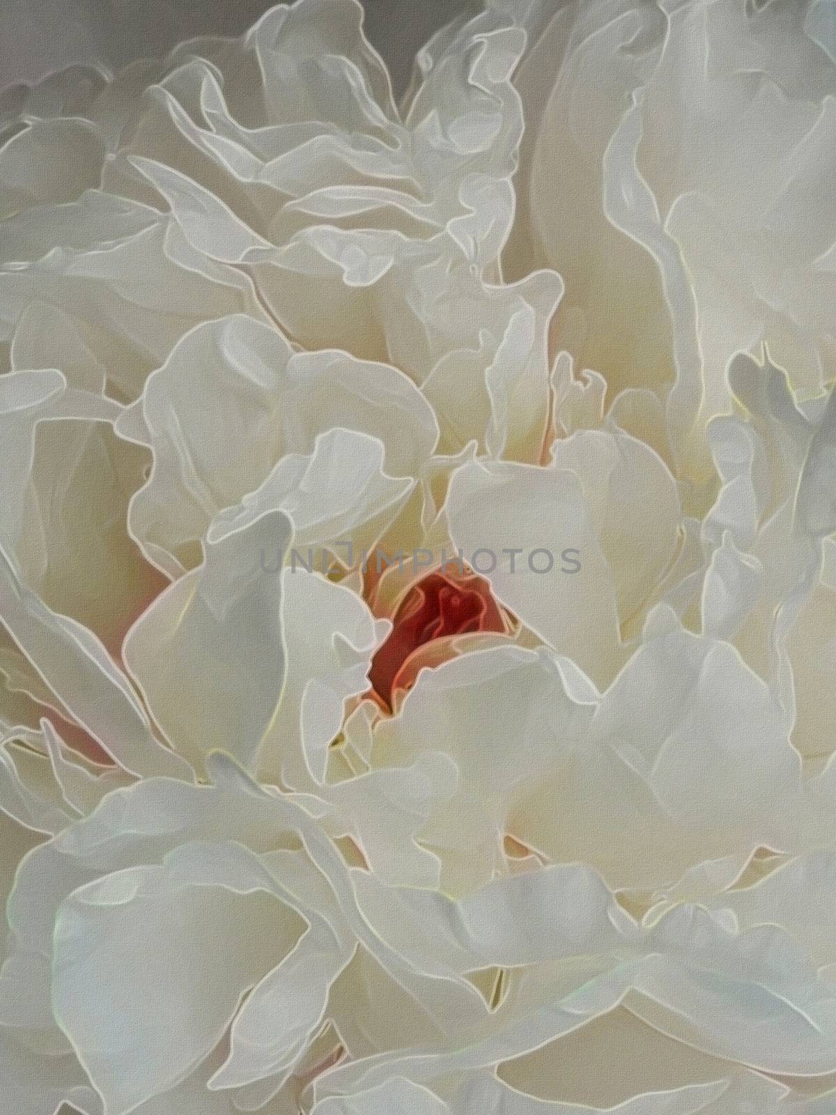 Soft colors tender composition. White Peony Bud