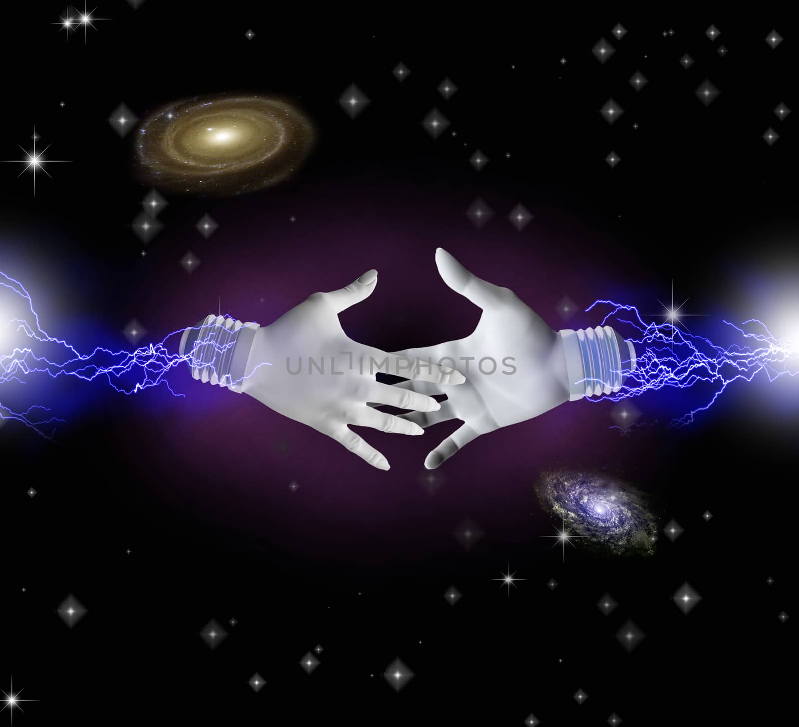 Hands reaching toward each other in space