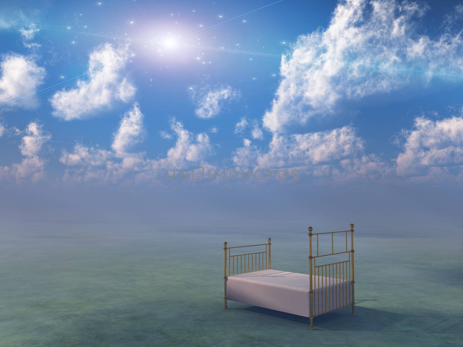 Empty bed in the Heaven sky.