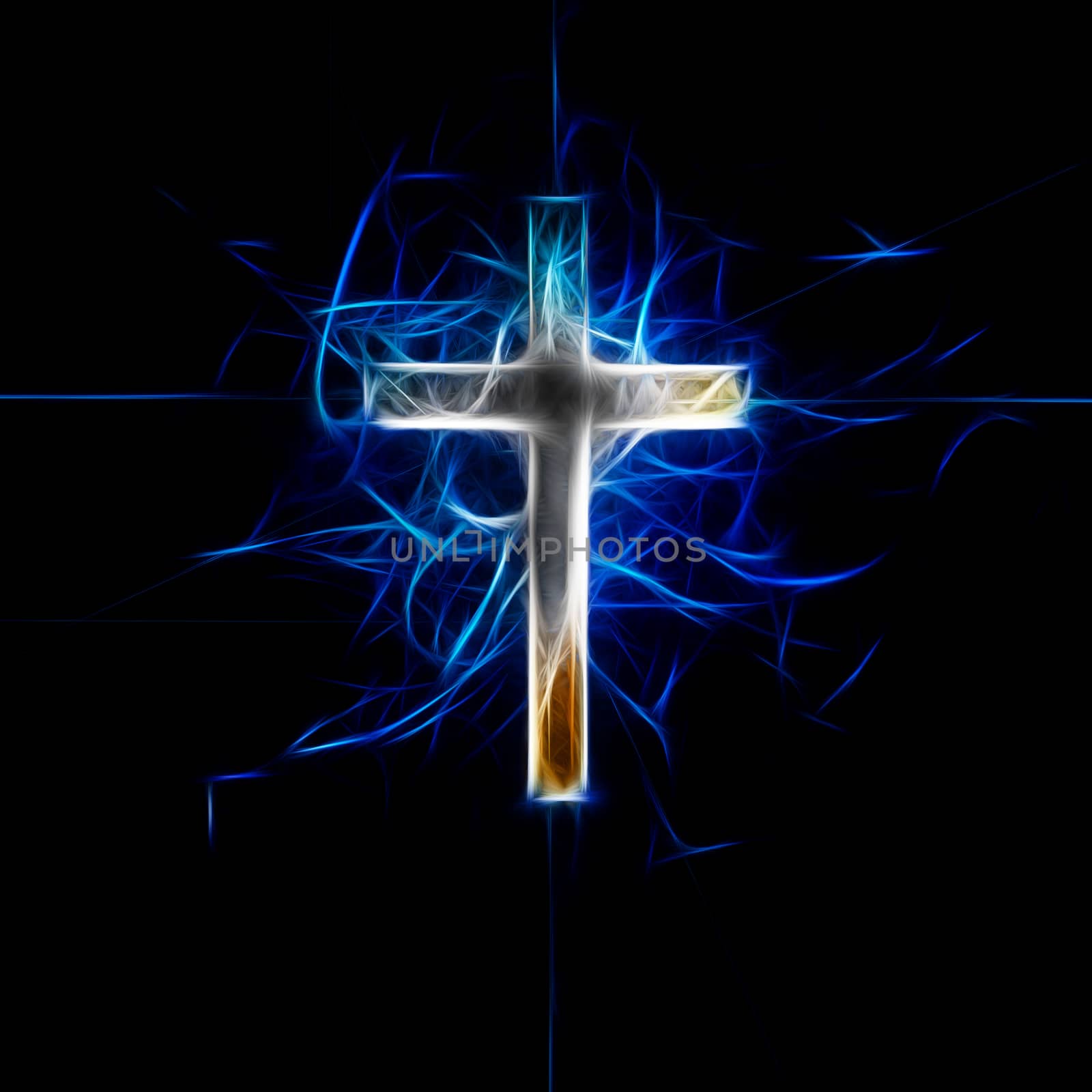 Cross on Abstract blue background