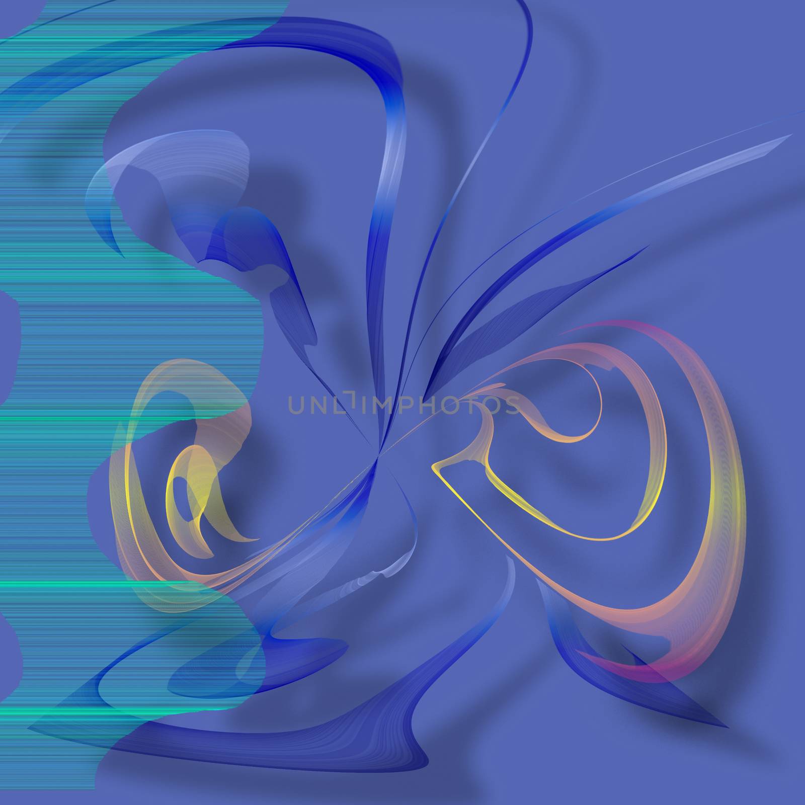 Abstract swirls. Blue colors. 3D rendering