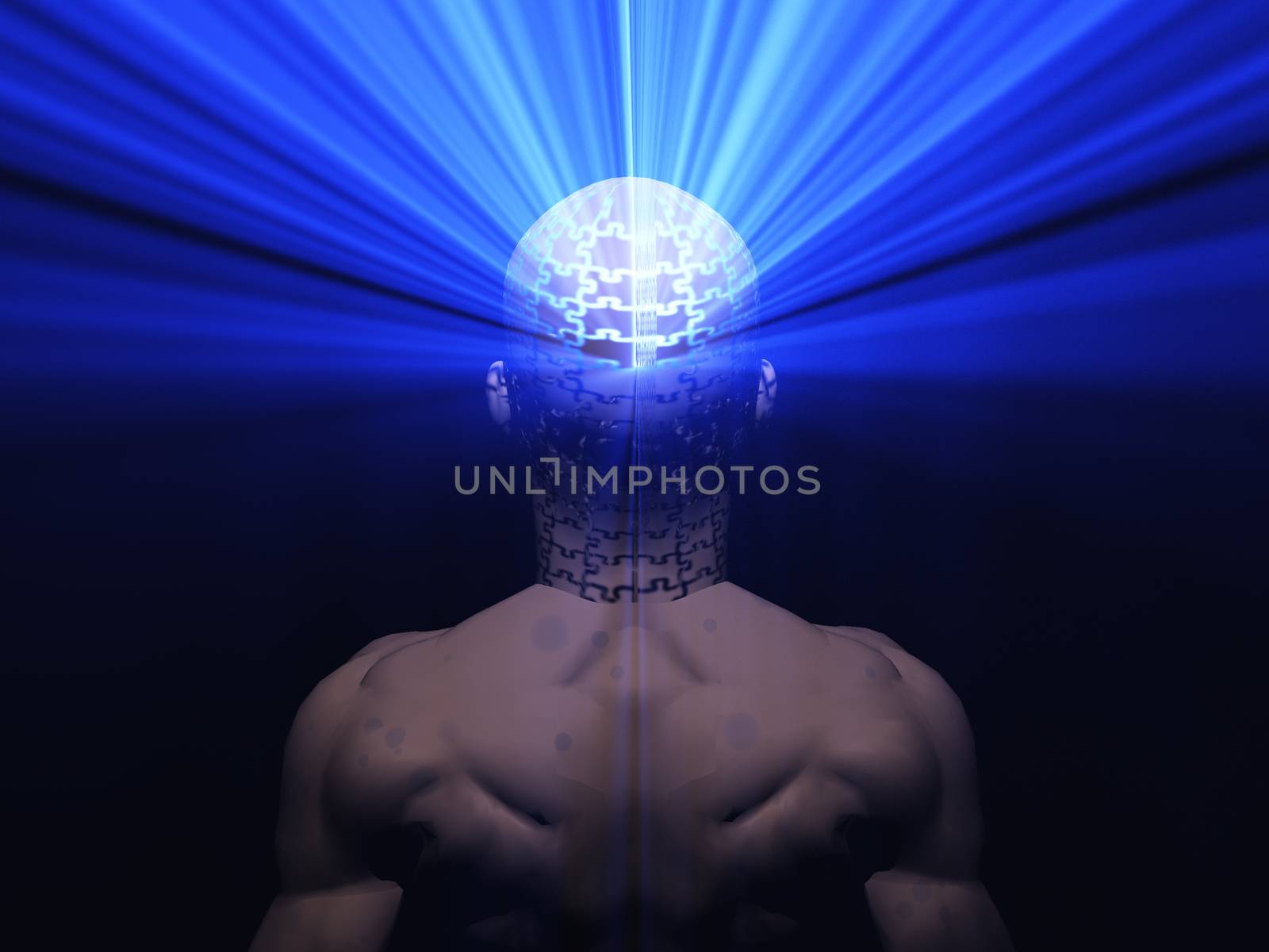 Rays of light comes out human head