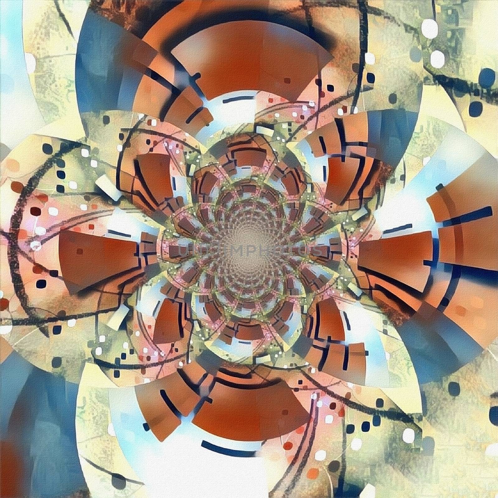 Abstract circles. Fractal with geometric figures. Kaleidoscope illusion