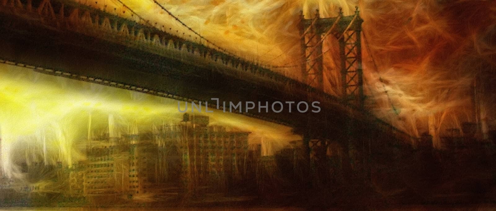 Manhattan Bridge Painterly Landscape