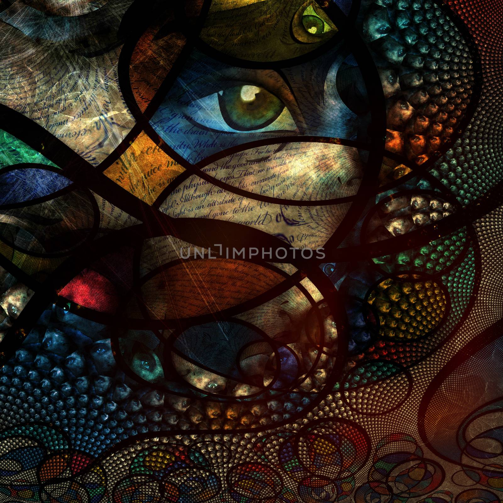 Abstract Image with text and human eye