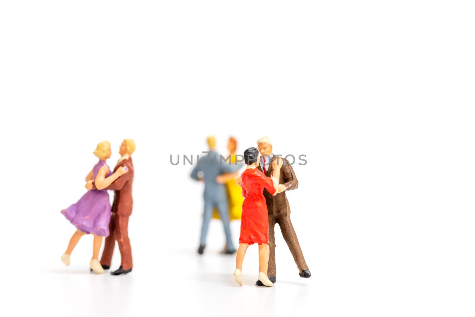 Miniature people , Couple dancing on white  background , Valentine's day concept