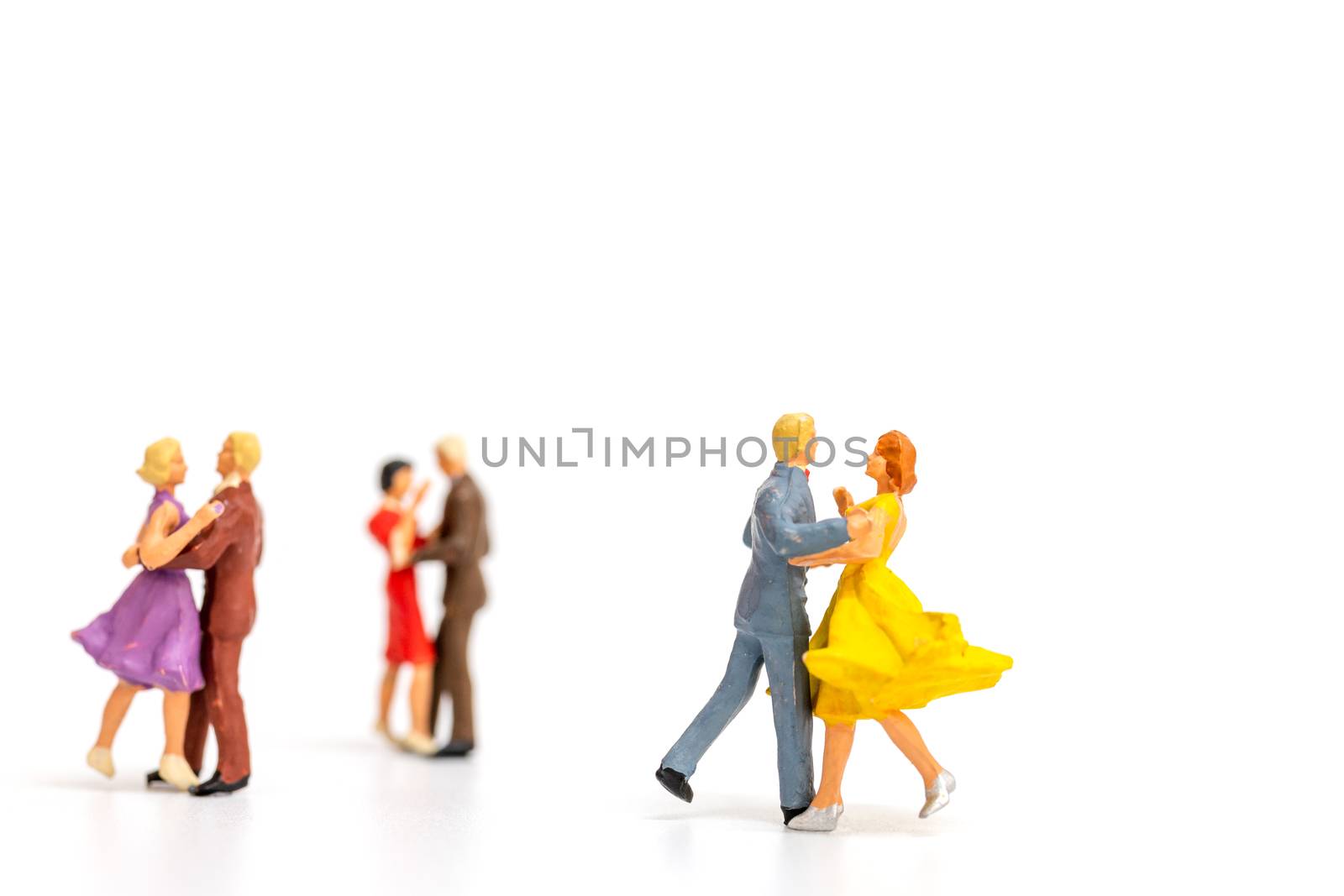 Miniature people , Couple dancing on white  background , Valentine's day concept
