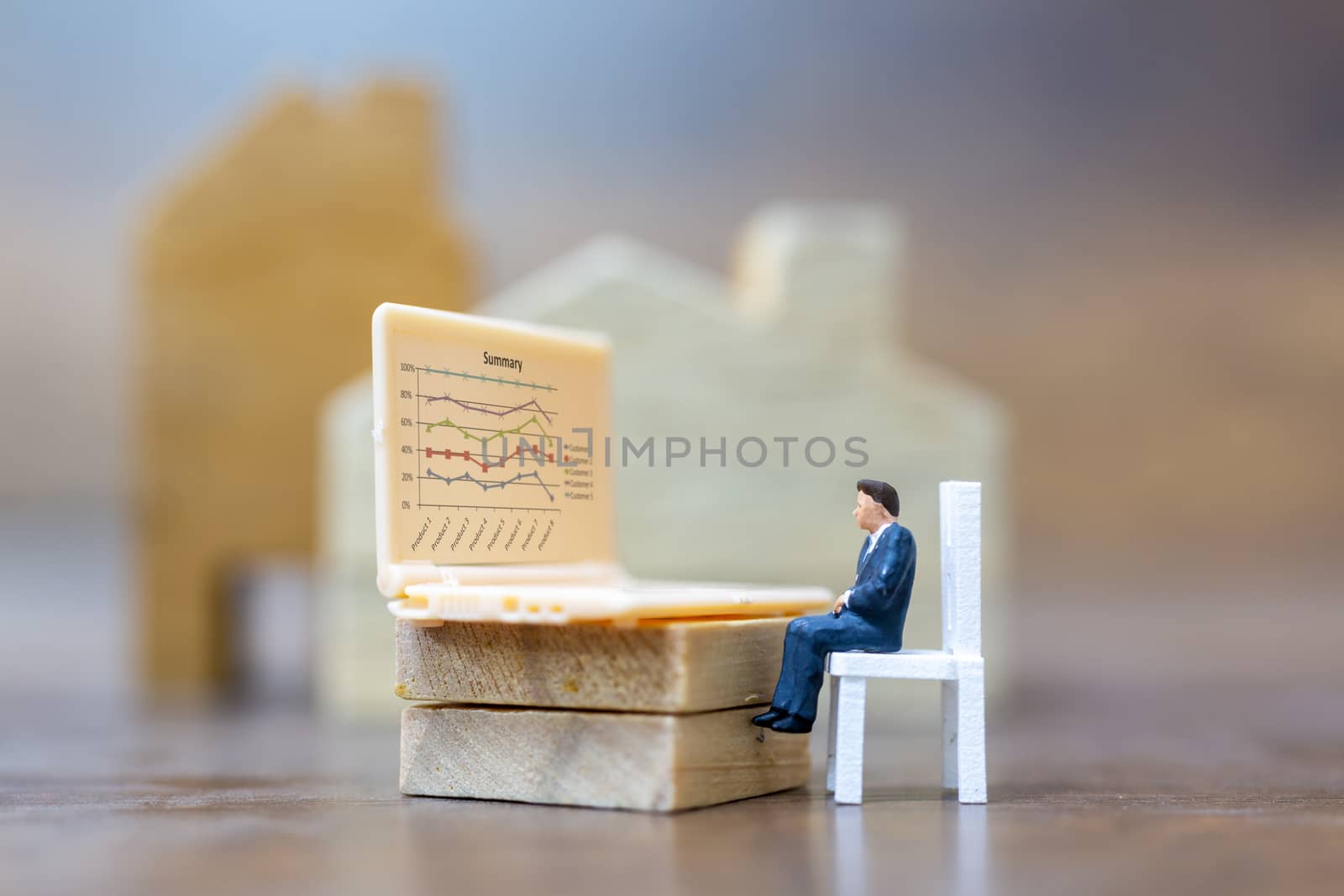 Miniature people working with computer labtop , Work at home concept